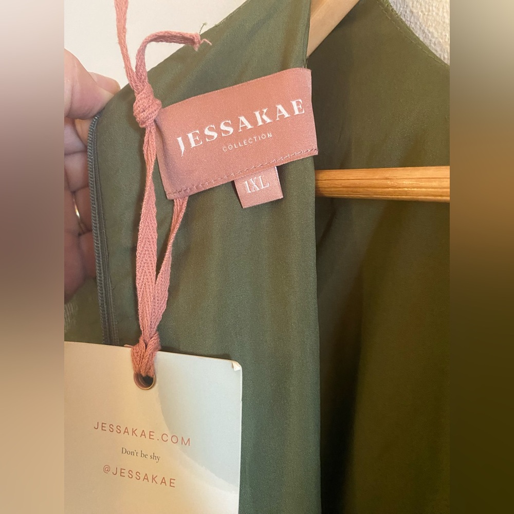 JessaKae Olive Green Tiered Ruffle Midi Dress - Picture 9 of 12